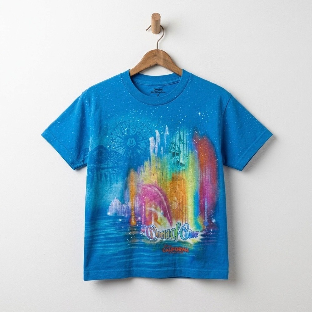 Disney World of Color California Adventure Blue Graphic T-Shirt Youth Medium